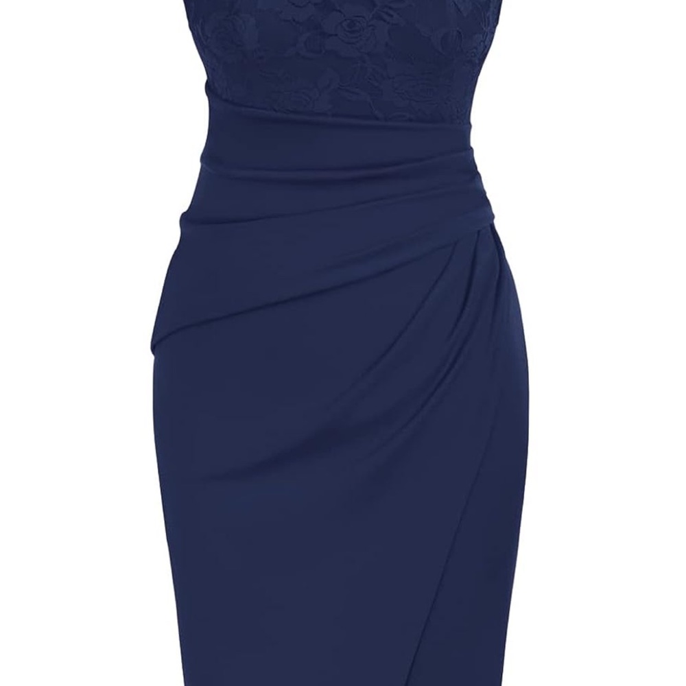 GRACE KARIN Women Sleeveless Lace Party Dress Wrap Ruched Cocktail Bodycon